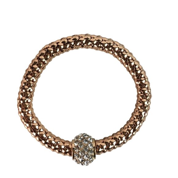 Herringbone Strectch Bracelet Luxury Rose Gold Faux Crystal u - Picture 2 of 3